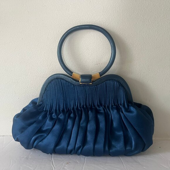 ISABELLA FIORE PLEATED SILK EVENING CLUTCH BAG - Picture 2 of 5